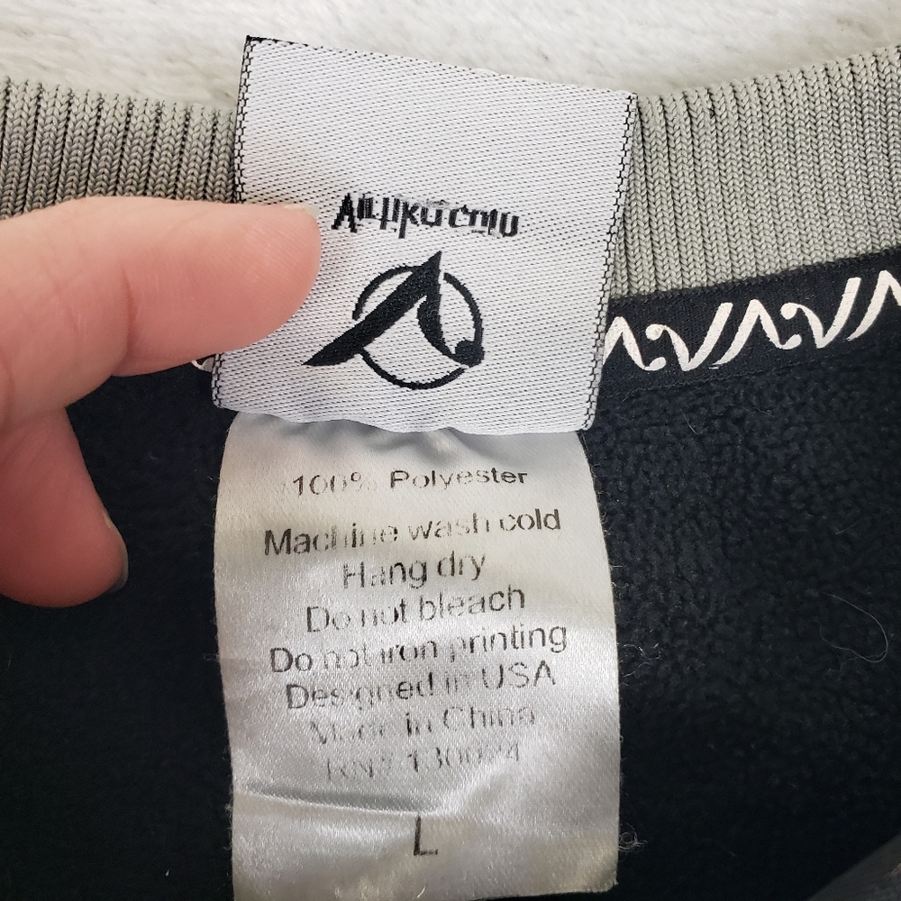 Virtika Silver Script Logo Snowboarding Ski Fleece Lined Crewneck Sweater Men L - Picture 6 of 12